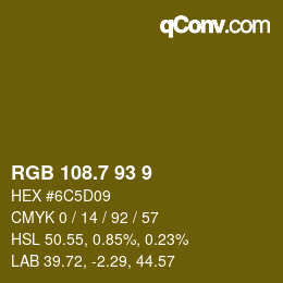 カラーコード: RGB 108.7 93 9 | qconv.com