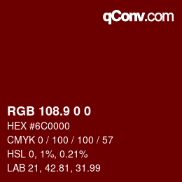 Color code: RGB 108.9 0 0 | qconv.com