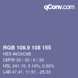 Color code: RGB 108.9 108 155 | qconv.com