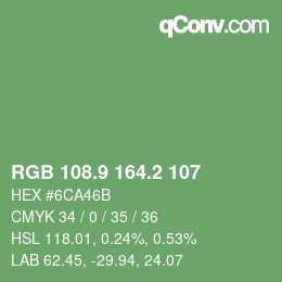 カラーコード: RGB 108.9 164.2 107 | qconv.com