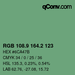 カラーコード: RGB 108.9 164.2 123 | qconv.com