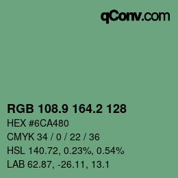 カラーコード: RGB 108.9 164.2 128 | qconv.com
