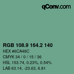 Color code: RGB 108.9 164.2 140 | qconv.com