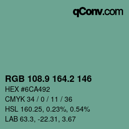 カラーコード: RGB 108.9 164.2 146 | qconv.com