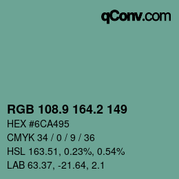 Color code: RGB 108.9 164.2 149 | qconv.com