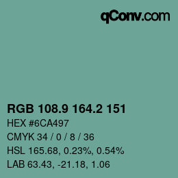カラーコード: RGB 108.9 164.2 151 | qconv.com