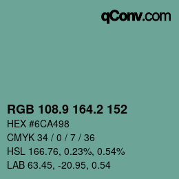 カラーコード: RGB 108.9 164.2 152 | qconv.com