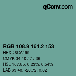 カラーコード: RGB 108.9 164.2 153 | qconv.com