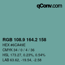 Farbcode: RGB 108.9 164.2 158 | qconv.com