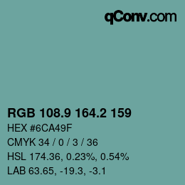 Color code: RGB 108.9 164.2 159 | qconv.com