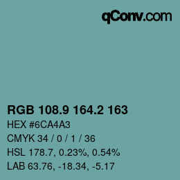 Color code: RGB 108.9 164.2 163 | qconv.com