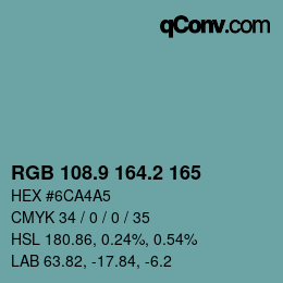 Color code: RGB 108.9 164.2 165 | qconv.com