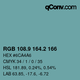 Color code: RGB 108.9 164.2 166 | qconv.com