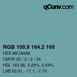 Color code: RGB 108.9 164.2 168 | qconv.com