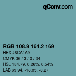 Color code: RGB 108.9 164.2 169 | qconv.com