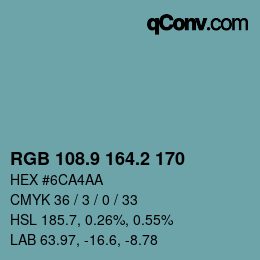Color code: RGB 108.9 164.2 170 | qconv.com