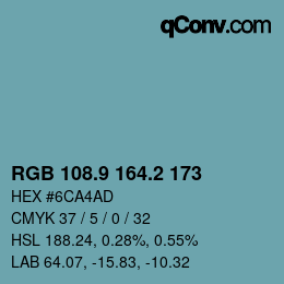 Color code: RGB 108.9 164.2 173 | qconv.com
