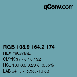 Color code: RGB 108.9 164.2 174 | qconv.com