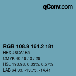カラーコード: RGB 108.9 164.2 181 | qconv.com