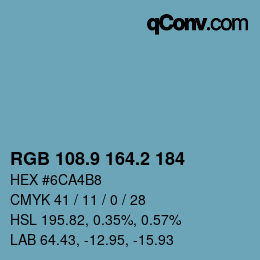 カラーコード: RGB 108.9 164.2 184 | qconv.com