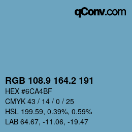 カラーコード: RGB 108.9 164.2 191 | qconv.com