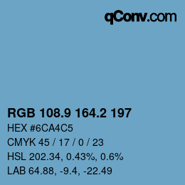 Color code: RGB 108.9 164.2 197 | qconv.com