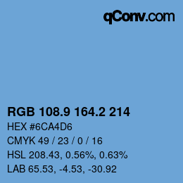Color code: RGB 108.9 164.2 214 | qconv.com