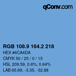 カラーコード: RGB 108.9 164.2 218 | qconv.com