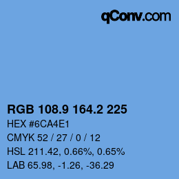 カラーコード: RGB 108.9 164.2 225 | qconv.com