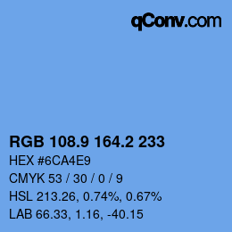 カラーコード: RGB 108.9 164.2 233 | qconv.com