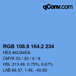 カラーコード: RGB 108.9 164.2 234 | qconv.com