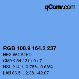 カラーコード: RGB 108.9 164.2 237 | qconv.com