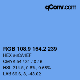 カラーコード: RGB 108.9 164.2 239 | qconv.com