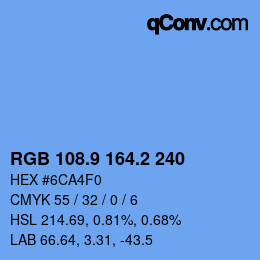 カラーコード: RGB 108.9 164.2 240 | qconv.com