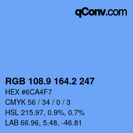 カラーコード: RGB 108.9 164.2 247 | qconv.com