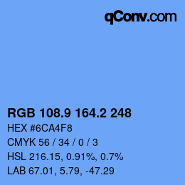 カラーコード: RGB 108.9 164.2 248 | qconv.com