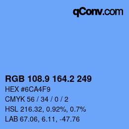 カラーコード: RGB 108.9 164.2 249 | qconv.com