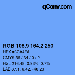 Color code: RGB 108.9 164.2 250 | qconv.com