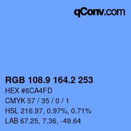 カラーコード: RGB 108.9 164.2 253 | qconv.com