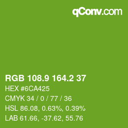 カラーコード: RGB 108.9 164.2 37 | qconv.com