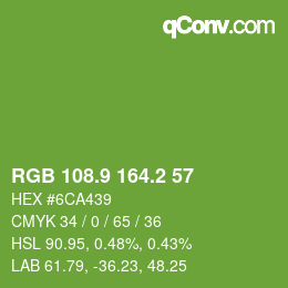 カラーコード: RGB 108.9 164.2 57 | qconv.com