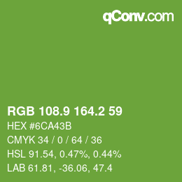 カラーコード: RGB 108.9 164.2 59 | qconv.com
