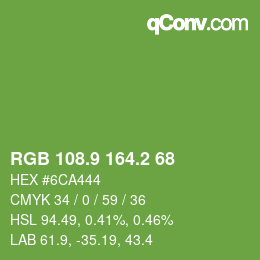カラーコード: RGB 108.9 164.2 68 | qconv.com