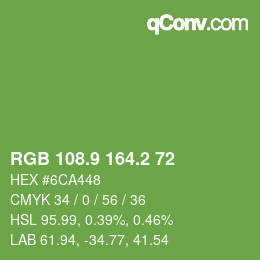 カラーコード: RGB 108.9 164.2 72 | qconv.com