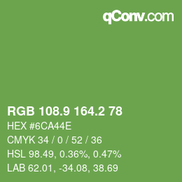 カラーコード: RGB 108.9 164.2 78 | qconv.com