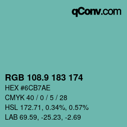 Color code: RGB 108.9 183 174 | qconv.com