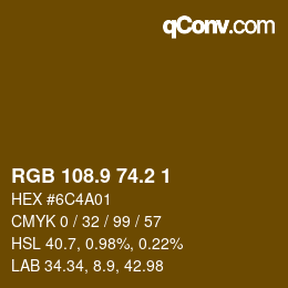 Color code: RGB 108.9 74.2 1 | qconv.com