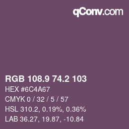 Farbcode: RGB 108.9 74.2 103 | qconv.com