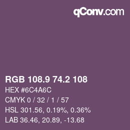 Color code: RGB 108.9 74.2 108 | qconv.com