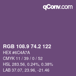 Color code: RGB 108.9 74.2 122 | qconv.com